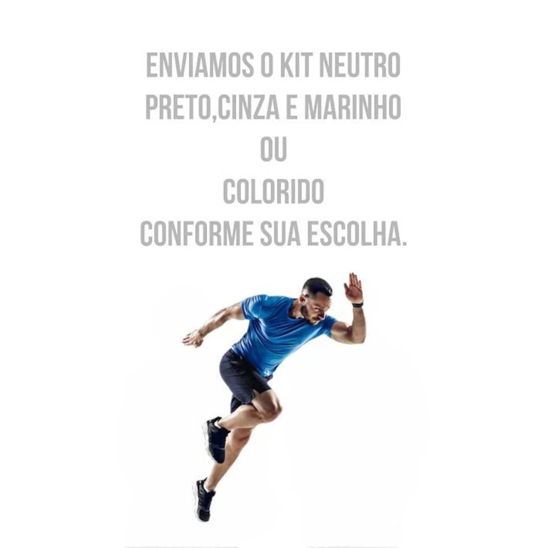 Kit Shorts Bermuda + Camiseta Fitness Corrida MASCULINA ALGODÃO 303 - +Cinza – Preto Black