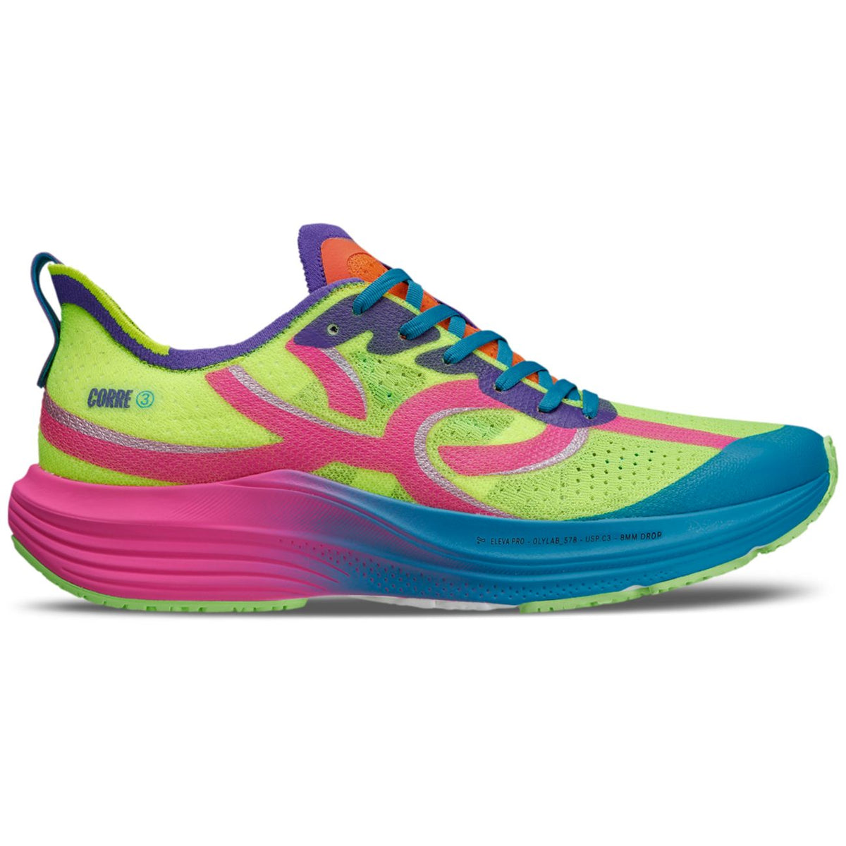 Tênis Corre 3 Verde//Rosa – Azul Royal