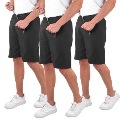 Kit 3 Bermudas Masculina Tactel Liso Academia Treino com Bolso – Traseiro Exclusivo